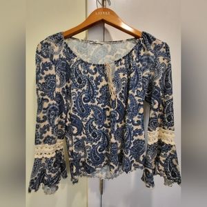 Vintage Bell Sleeve Blue Top Sz M